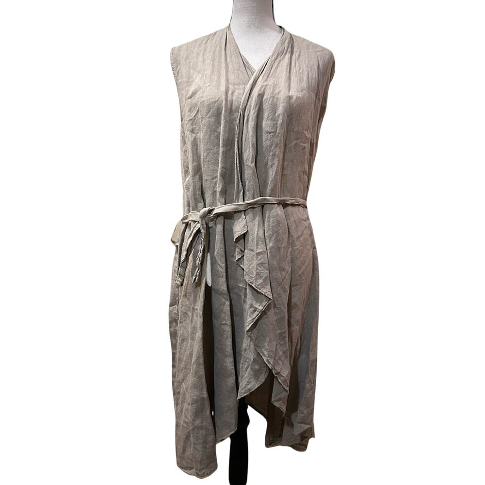 100%‎ Linen Shirt Dress -Made in Italy- BOHO Chic Women’s Large Tie Belt
